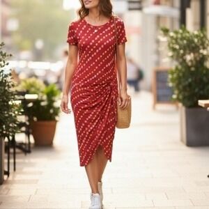 Polo Ralph Lauren Denim & Supply Womens Linen‎ Tie Front Midi Dress Red Size L